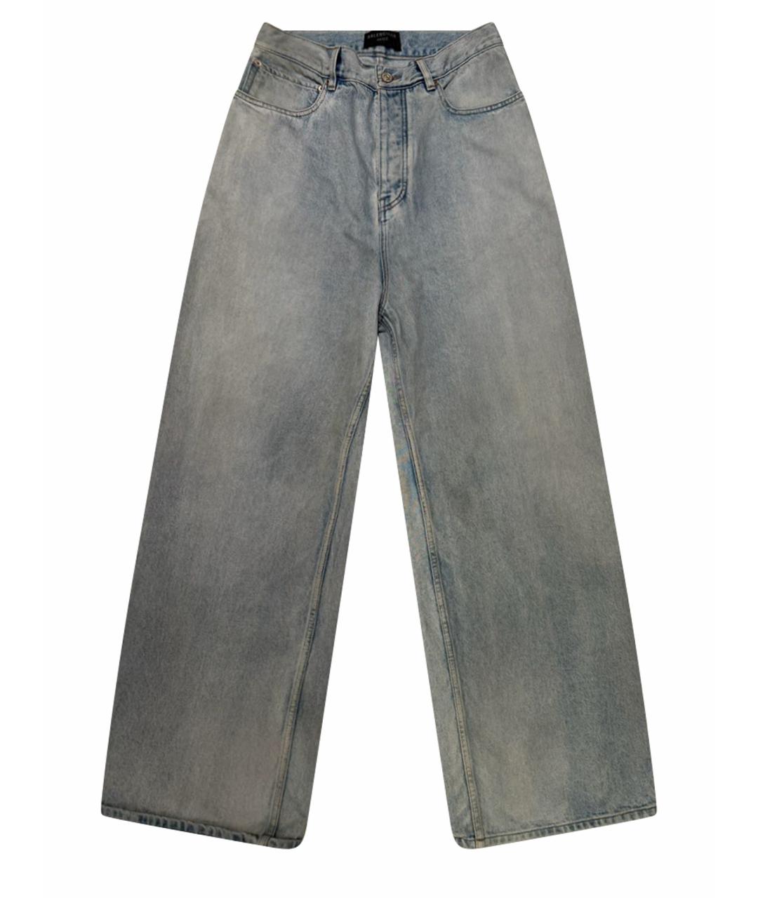 BALENCIAGA Голубые хлопковые прямые джинсы, фото 1