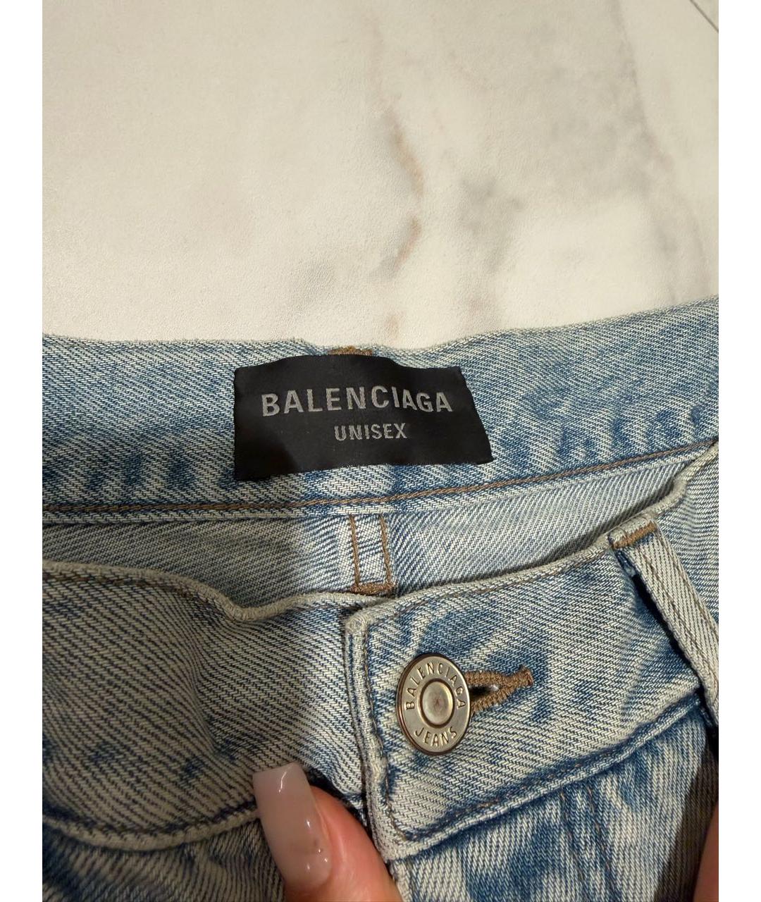 BALENCIAGA Голубые хлопковые прямые джинсы, фото 3