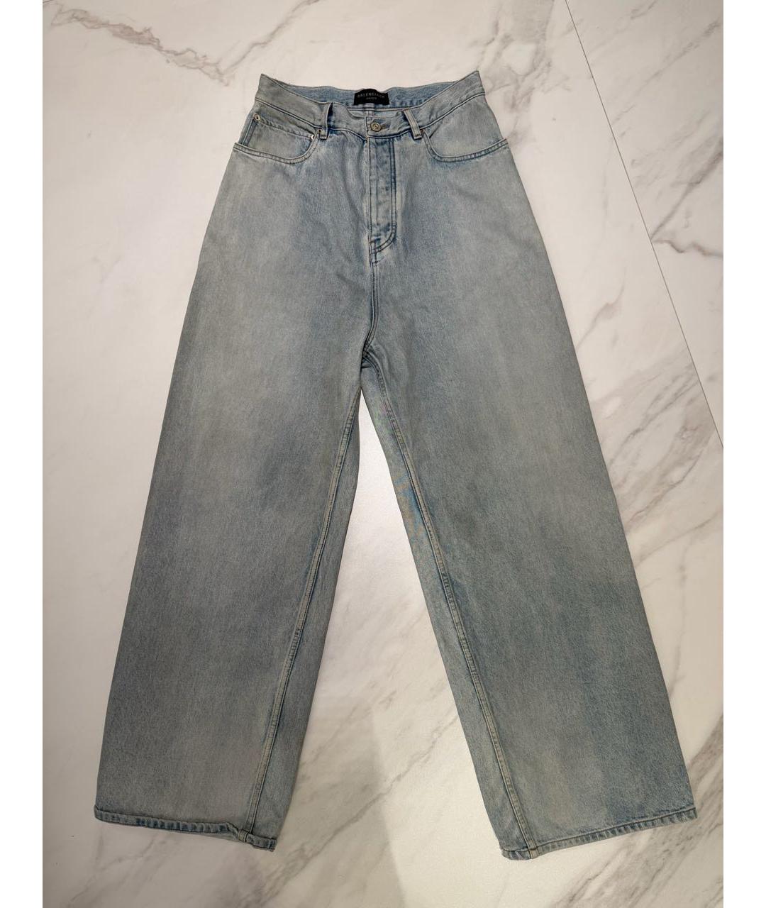 BALENCIAGA Голубые хлопковые прямые джинсы, фото 8