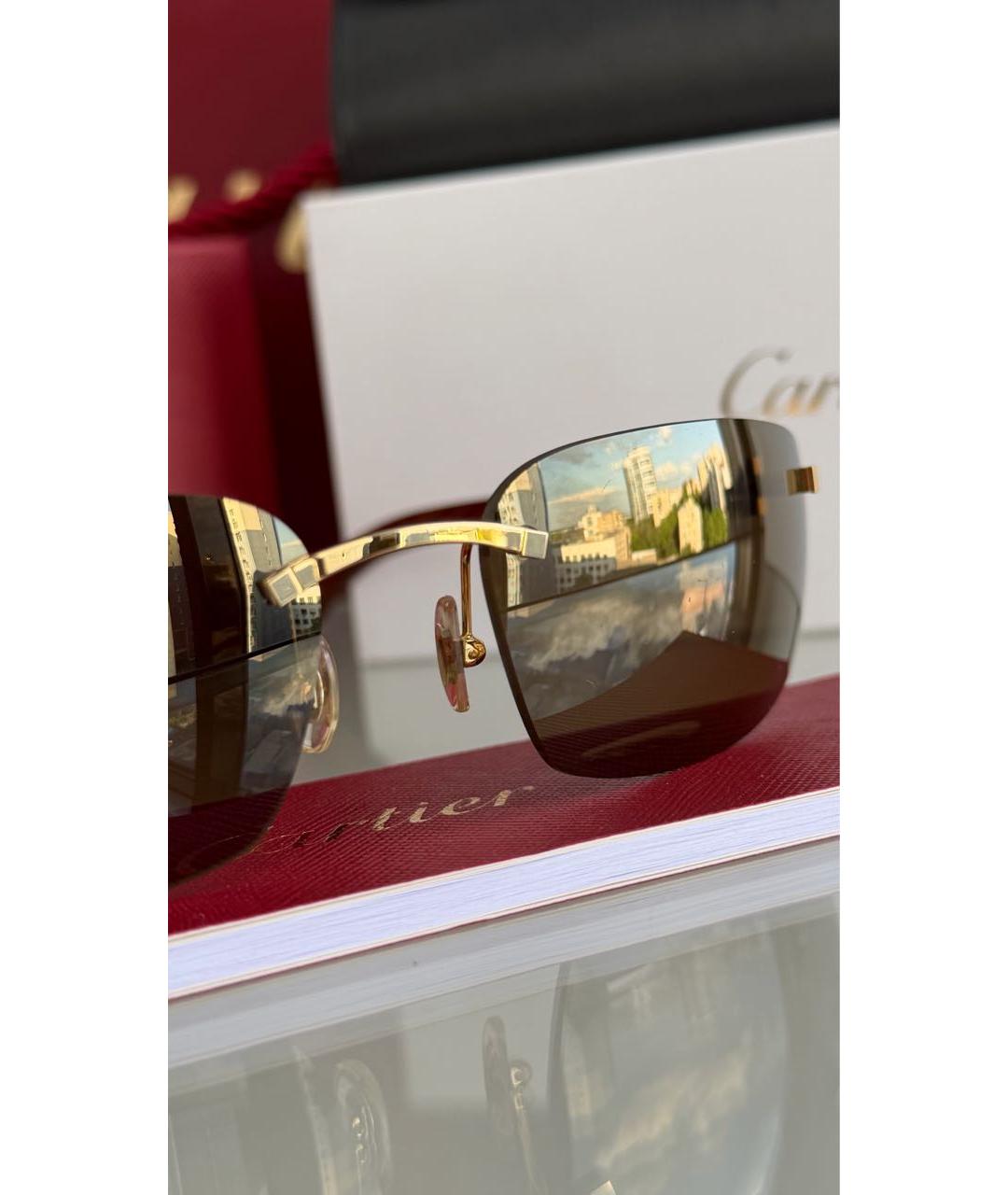 CARTIER Коричневые деревянные солнцезащитные очки, фото 5