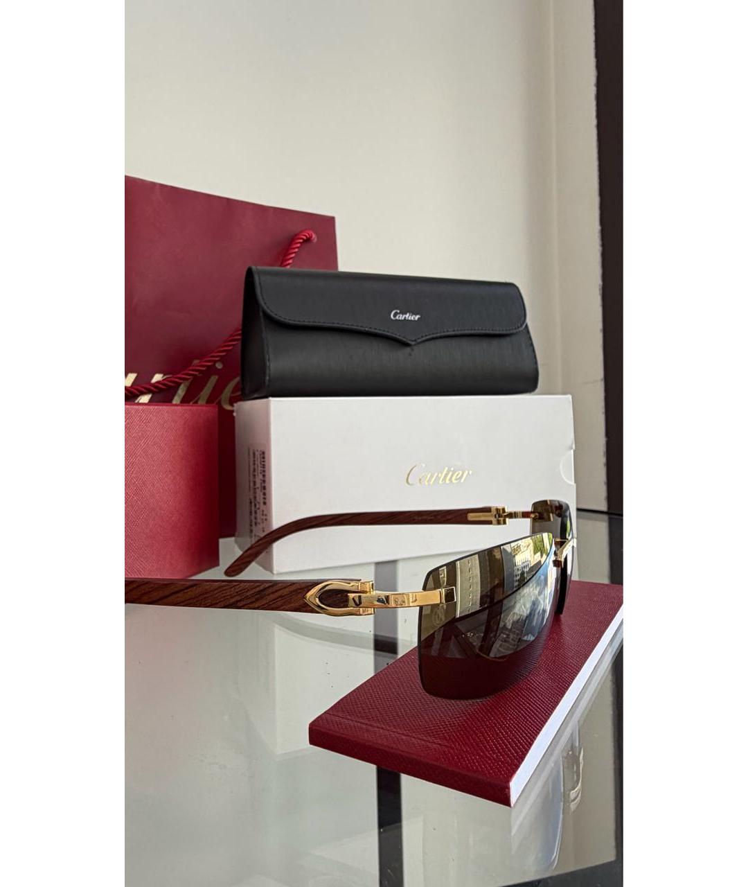 CARTIER Коричневые деревянные солнцезащитные очки, фото 3