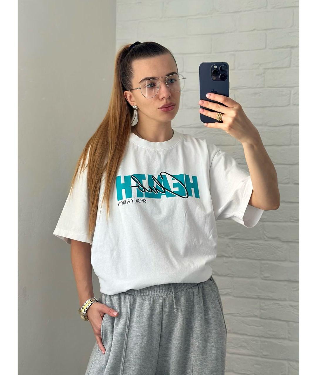 SPORTY AND RICH Белая хлопковая футболка, фото 6