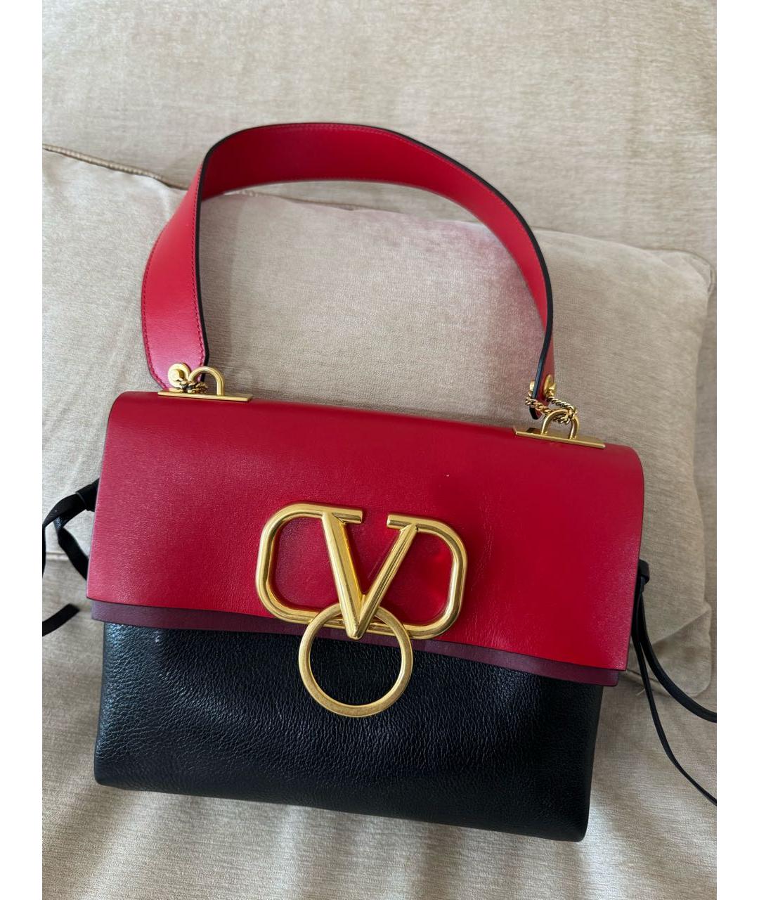 VALENTINO Бордовая кожаная сумка с короткими ручками, фото 9