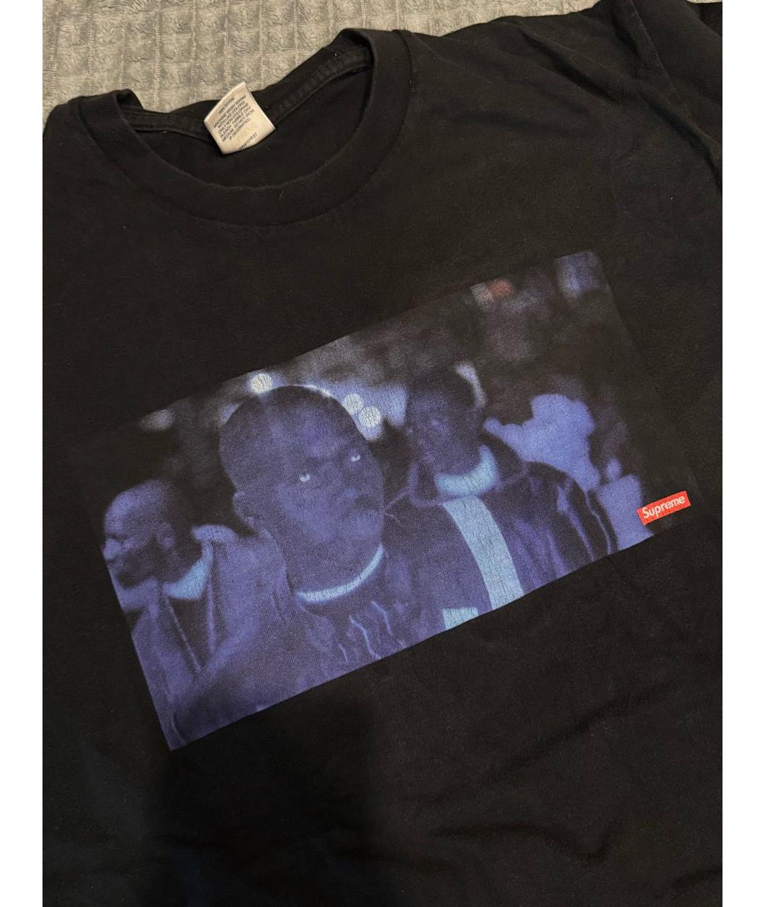 SUPREME Черная хлопковая футболка, фото 4