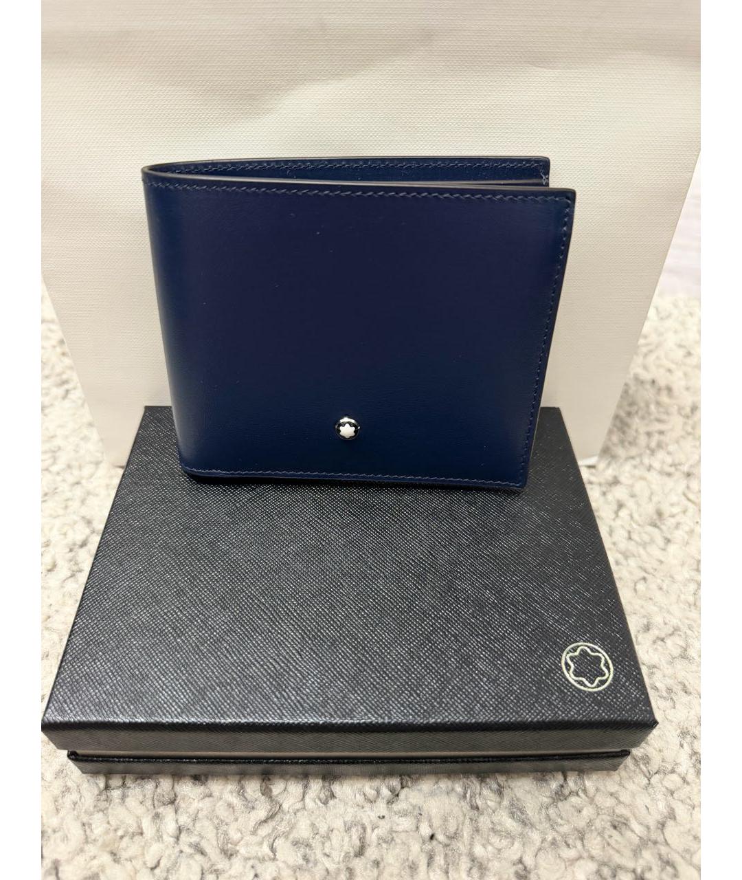 MONTBLANC Темно-синий кожаный кошелек, фото 4