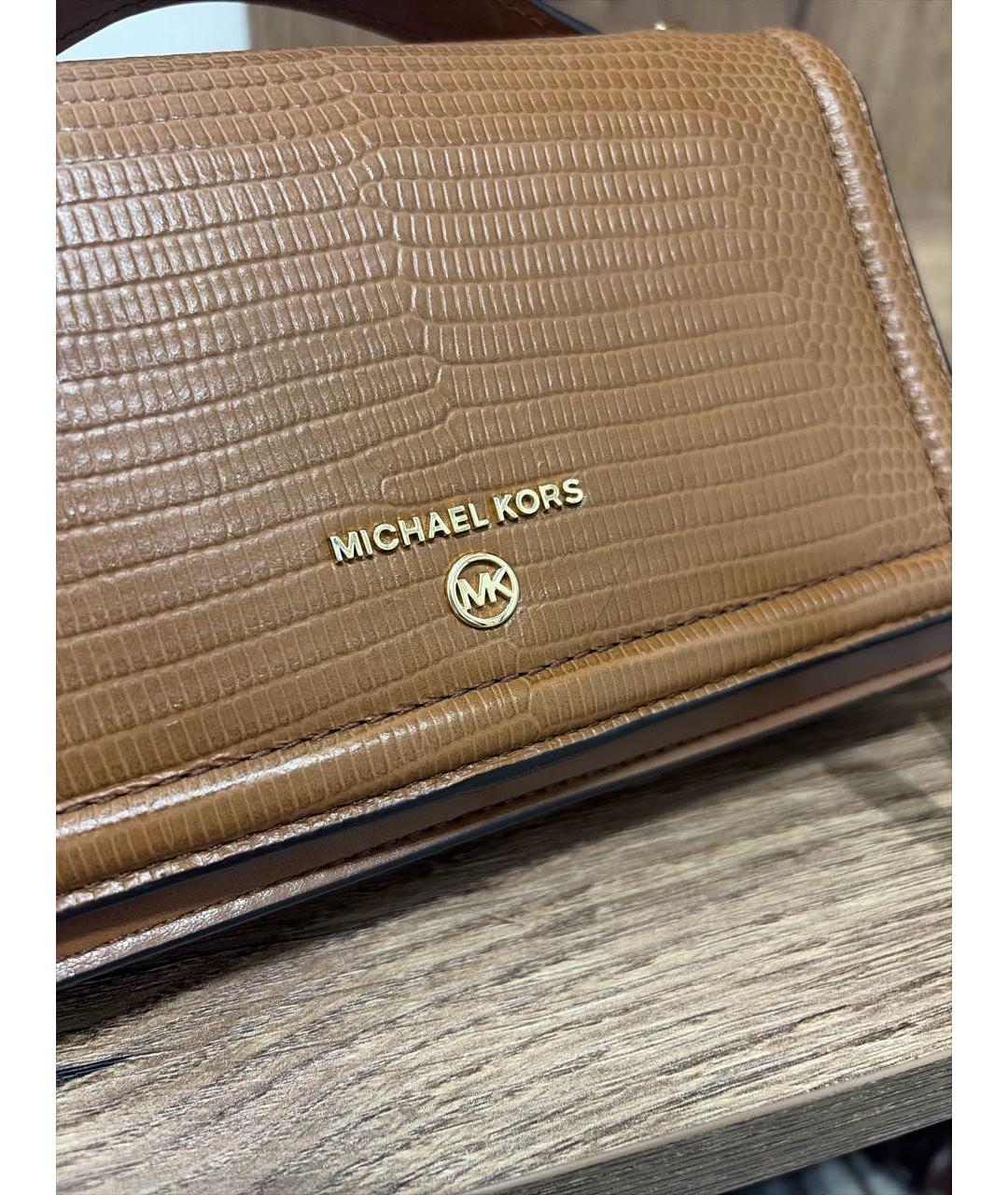 MICHAEL KORS Коричневая кожаная сумка через плечо, фото 5