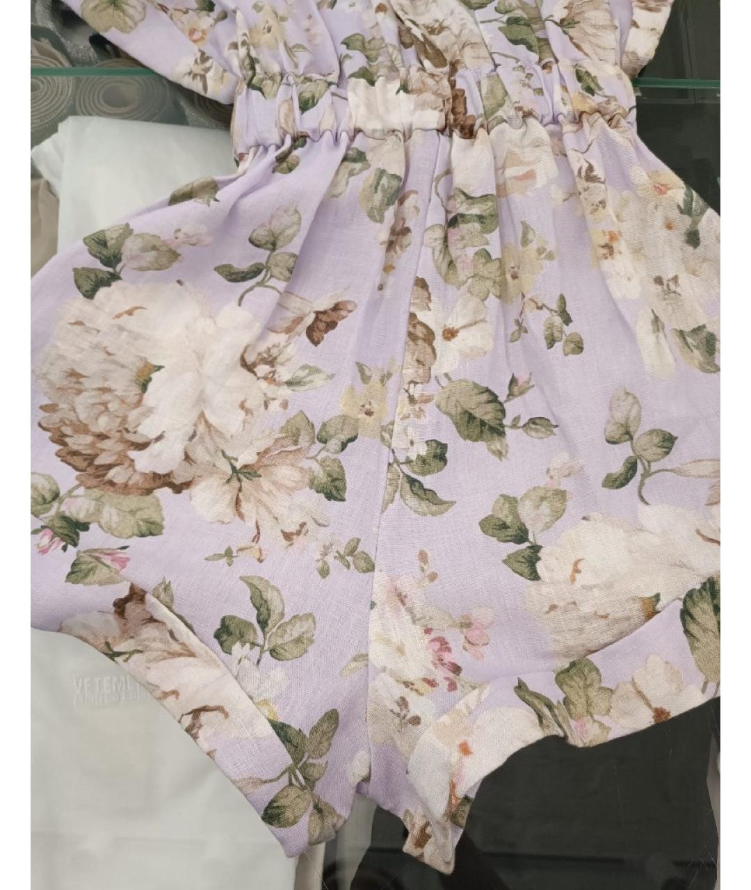 ZIMMERMANN Фиолетовый льняной комбинезон, фото 4