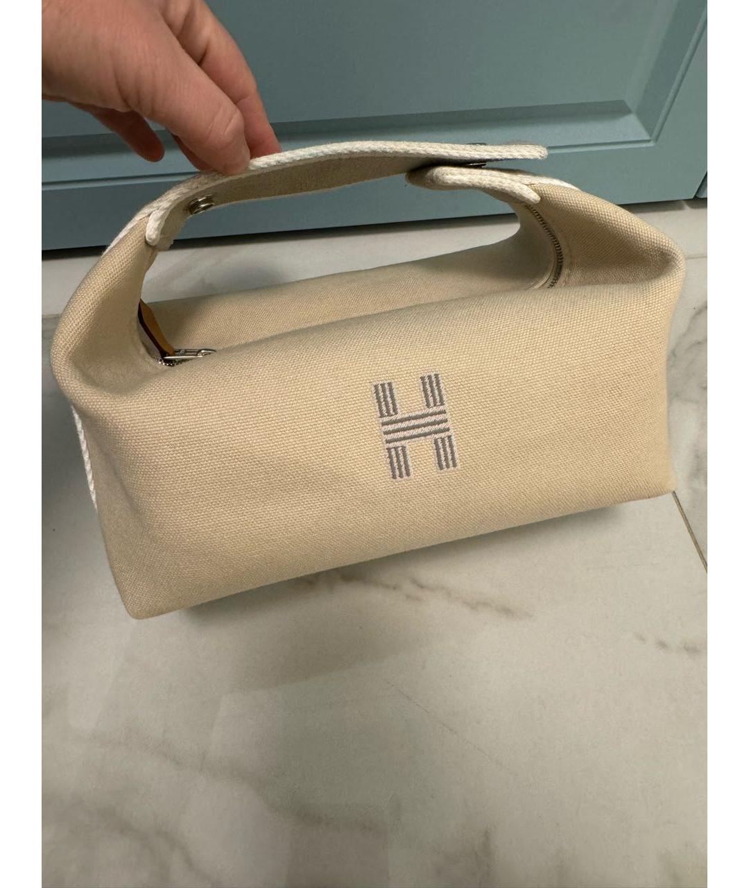 HERMES Бежевая косметичка, фото 6