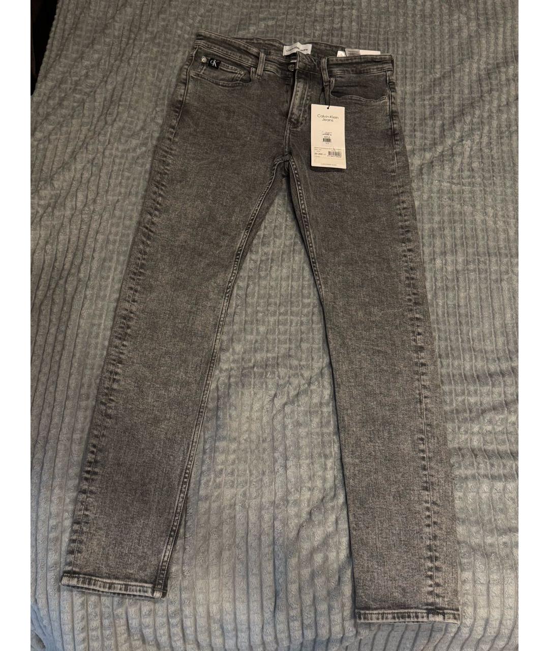 CALVIN KLEIN Антрацитовые хлопковые джинсы скинни, фото 1