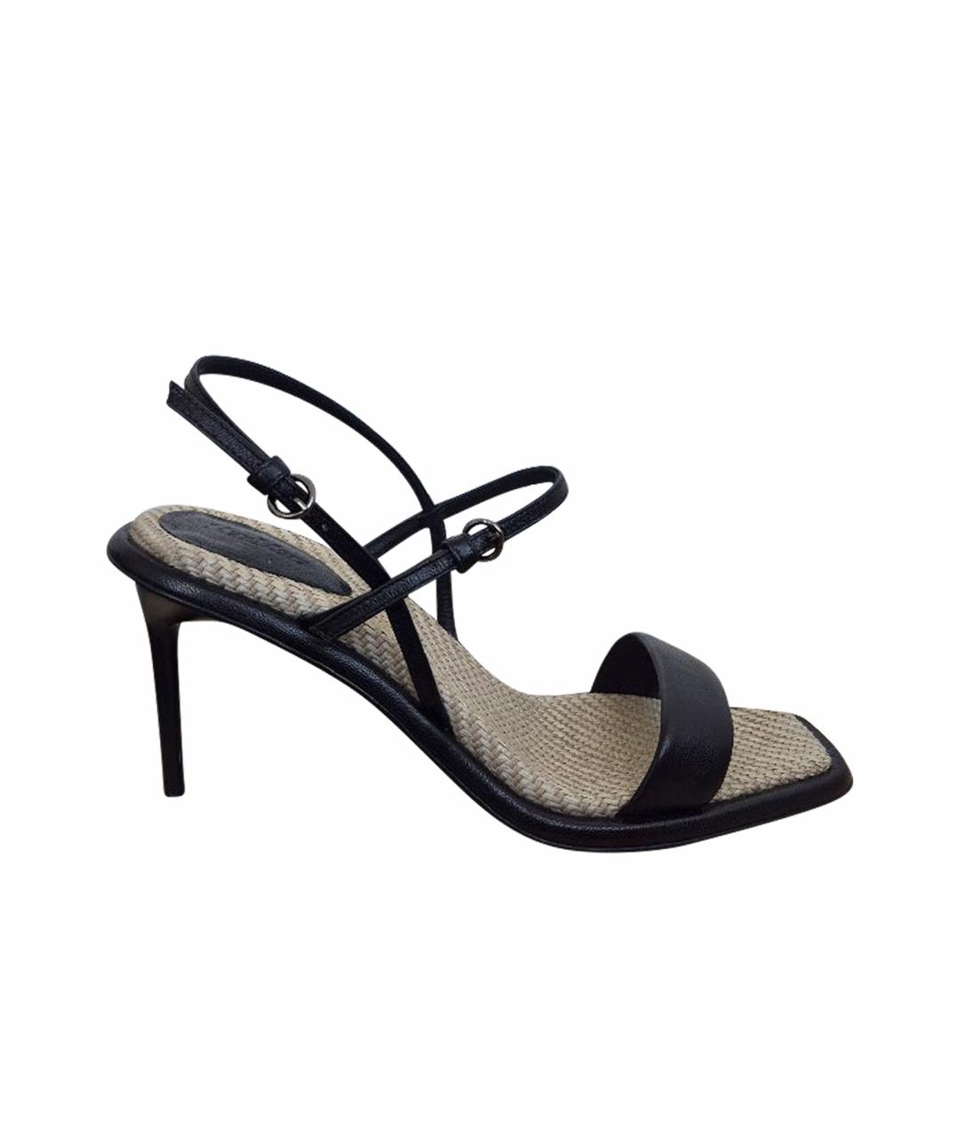 MAX MARA Черные кожаные босоножки, фото 1
