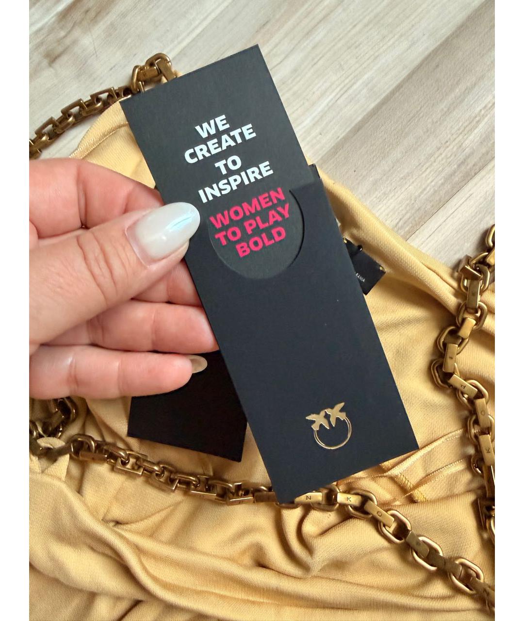 PINKO Горчичное полиэстеровое коктейльное платье, фото 7