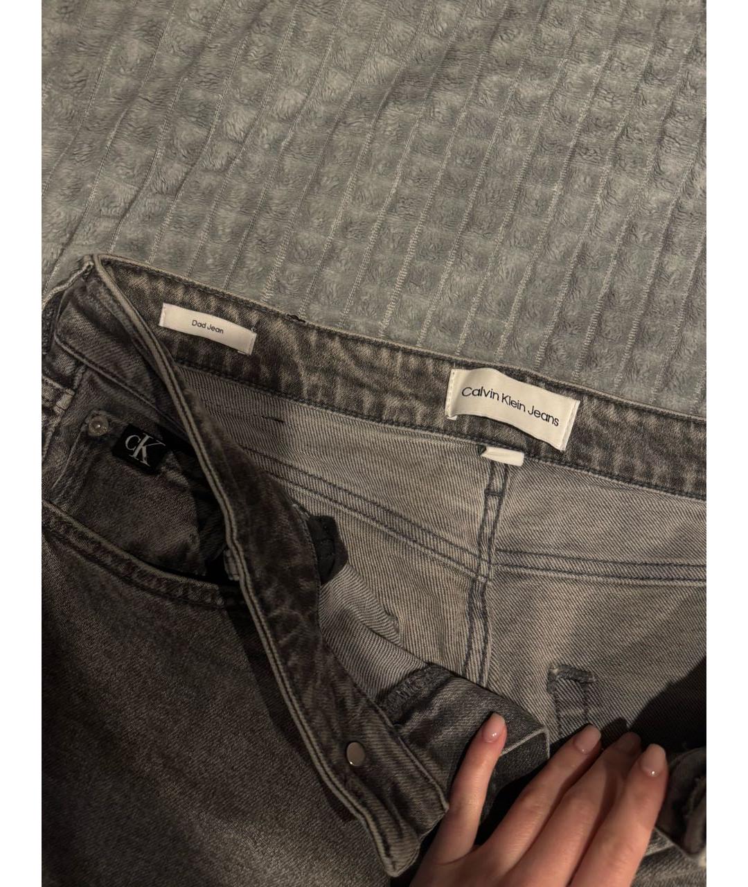 CALVIN KLEIN Антрацитовые хлопковые прямые джинсы, фото 3