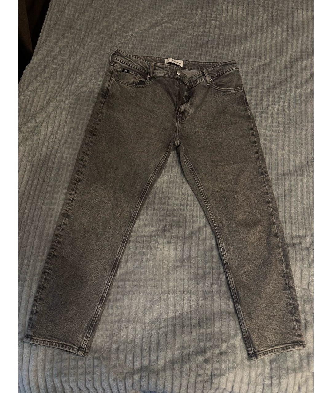CALVIN KLEIN Антрацитовые хлопковые прямые джинсы, фото 5