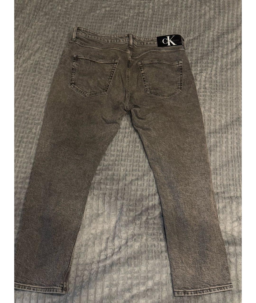 CALVIN KLEIN Антрацитовые хлопковые прямые джинсы, фото 2