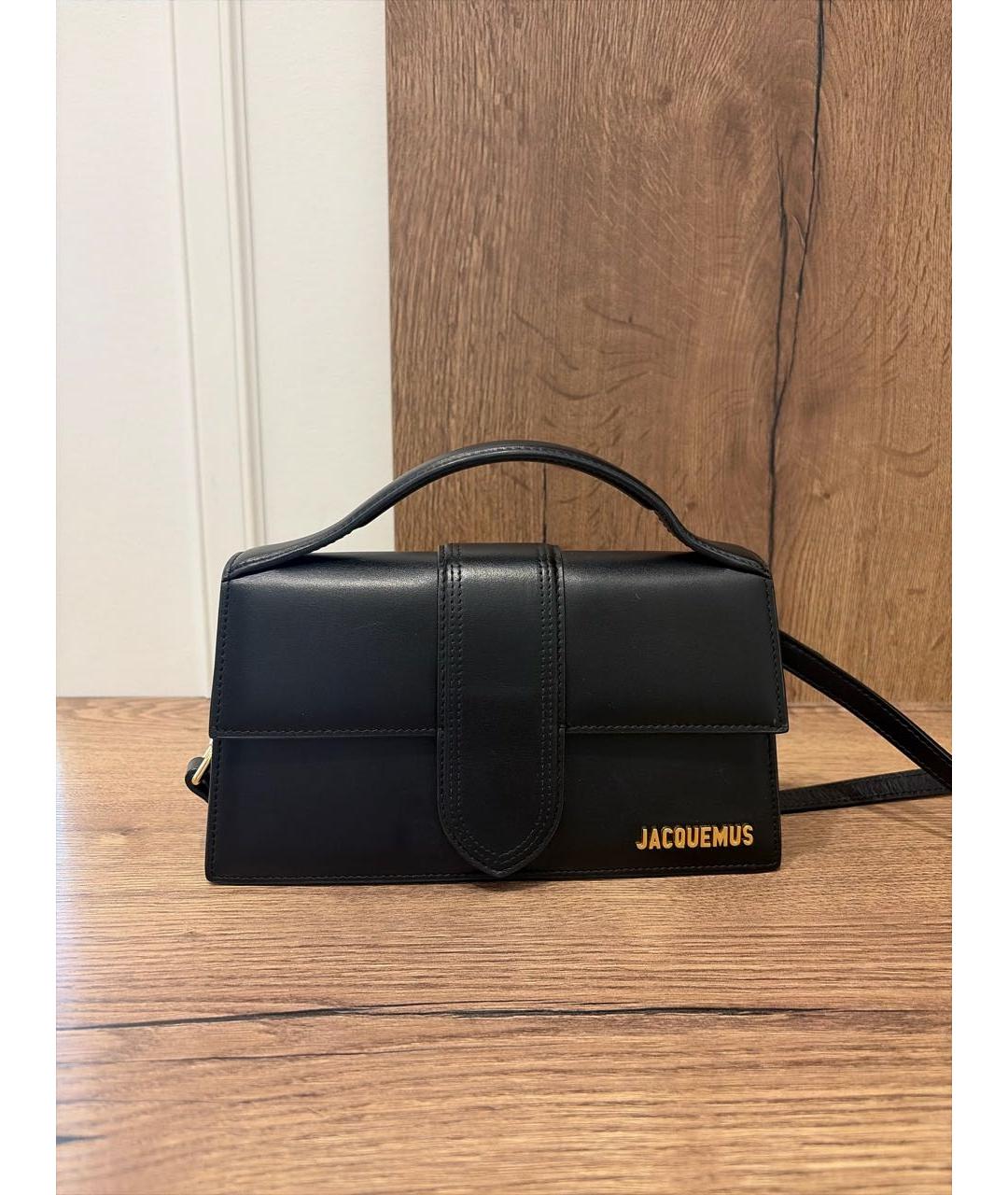 JACQUEMUS Черная кожаная сумка с короткими ручками, фото 5