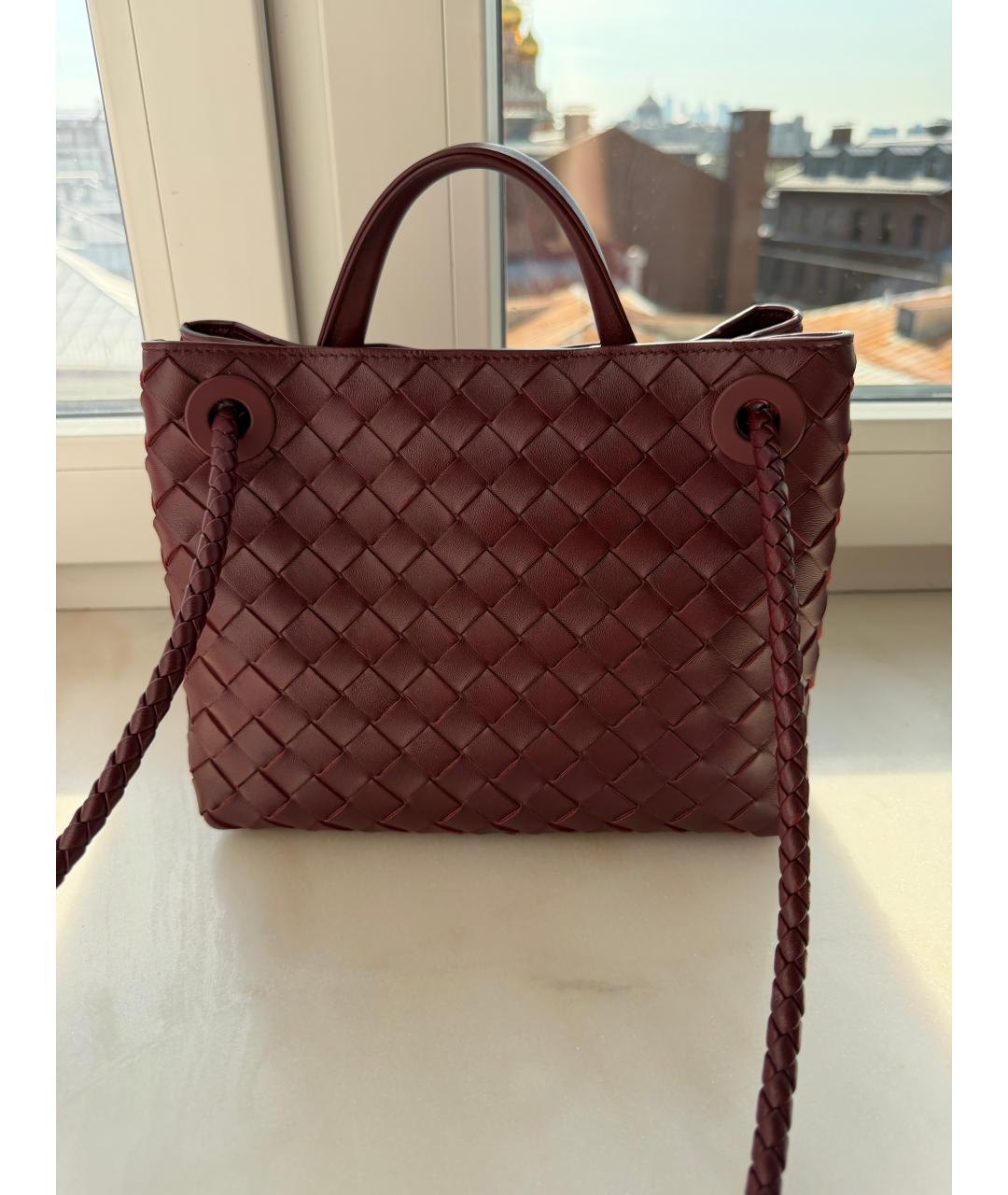 BOTTEGA VENETA Бордовая кожаная поясная сумка, фото 3