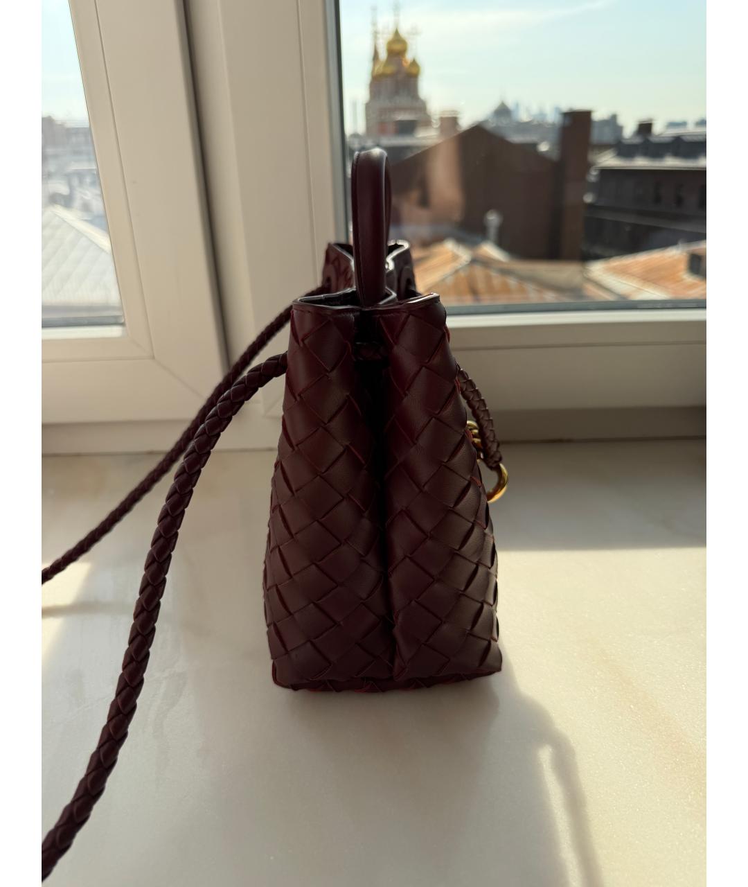 BOTTEGA VENETA Бордовая кожаная поясная сумка, фото 4