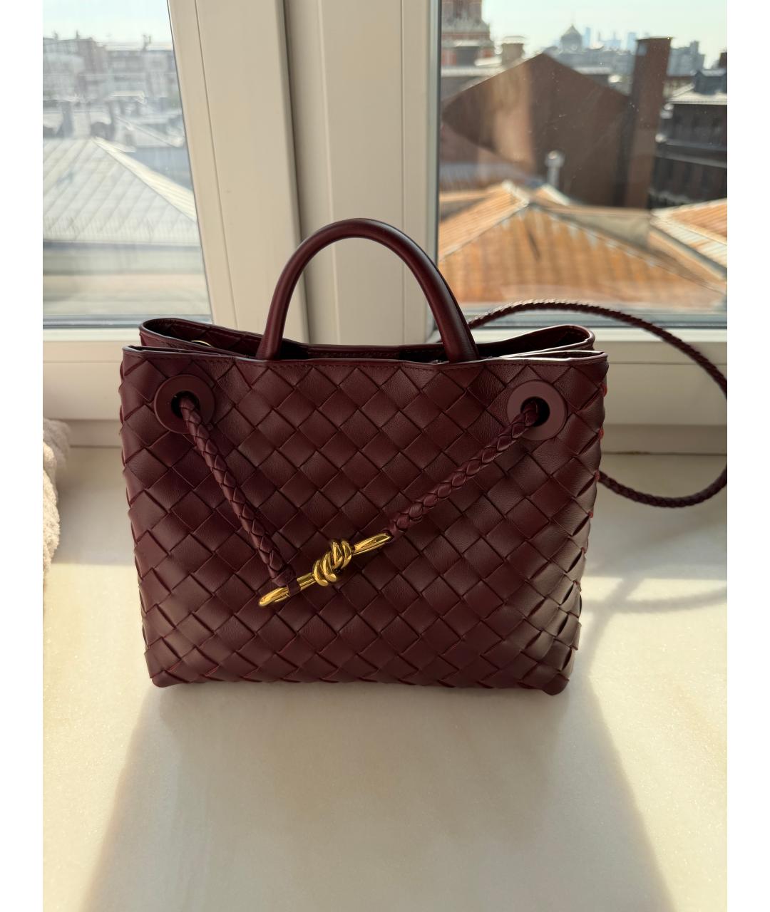 BOTTEGA VENETA Бордовая кожаная поясная сумка, фото 10