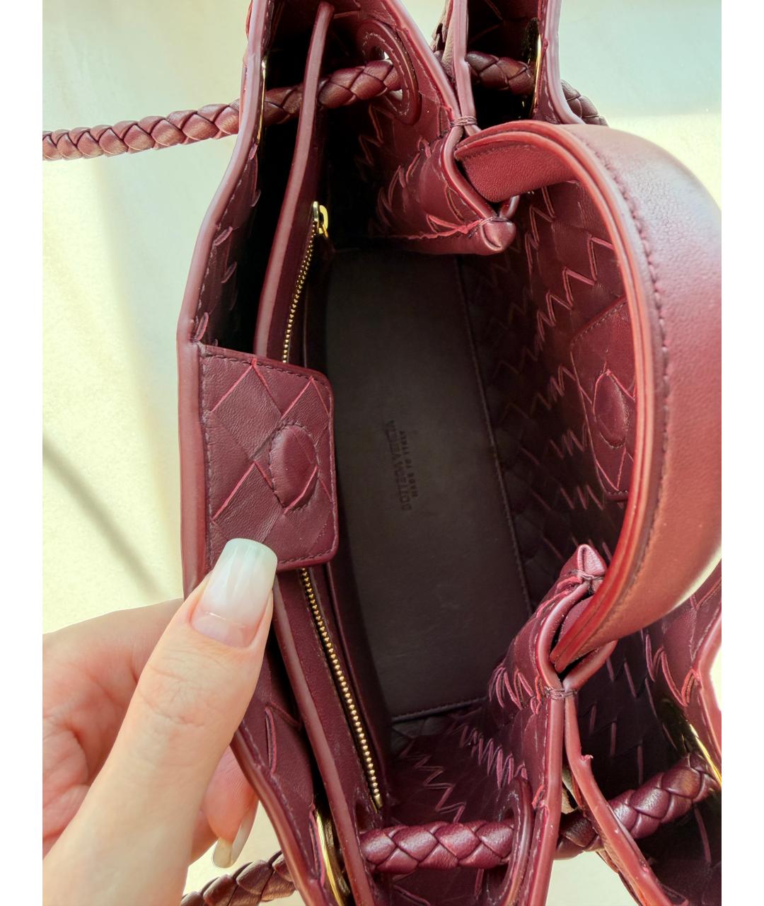 BOTTEGA VENETA Бордовая кожаная поясная сумка, фото 6