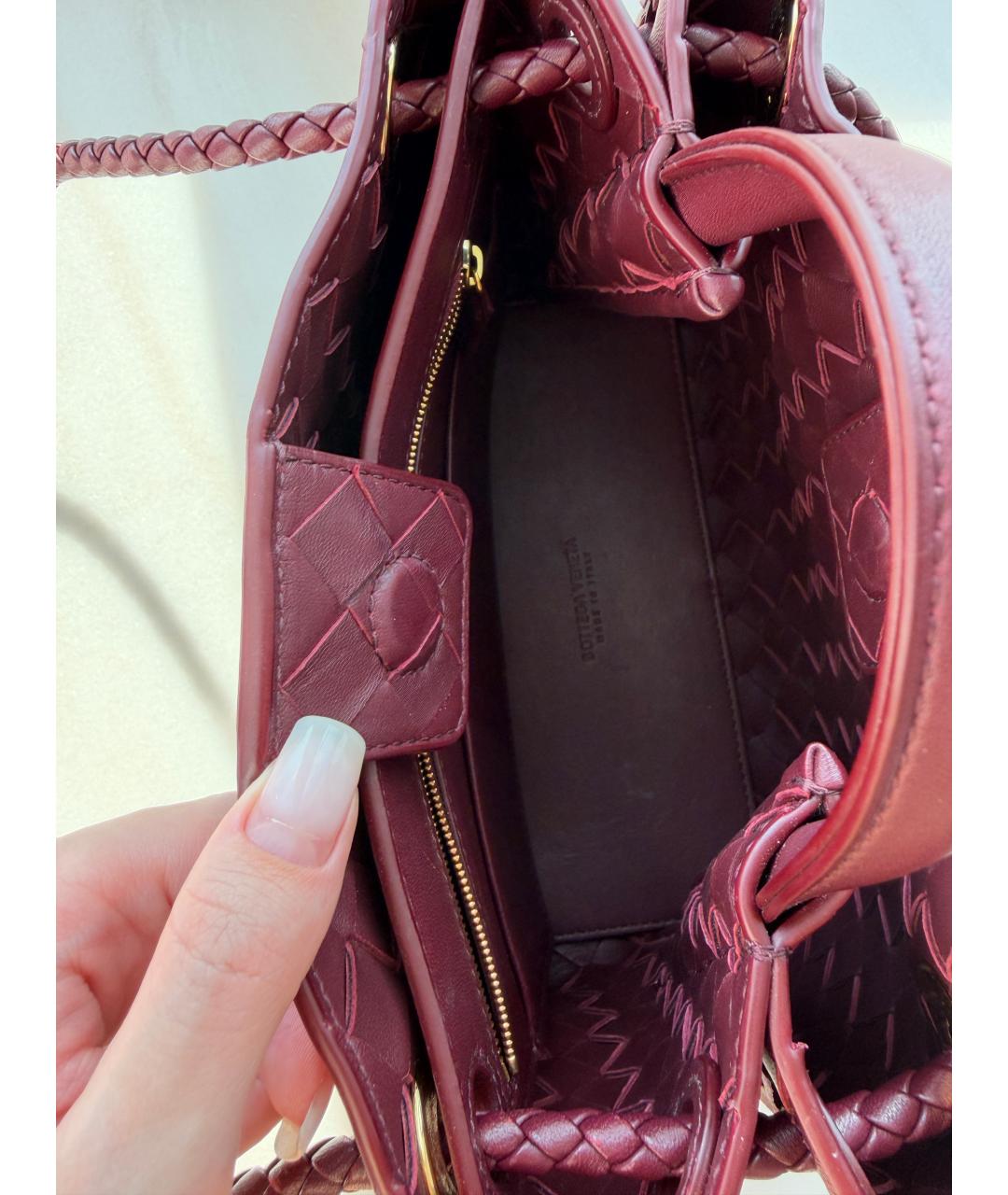 BOTTEGA VENETA Бордовая кожаная поясная сумка, фото 5