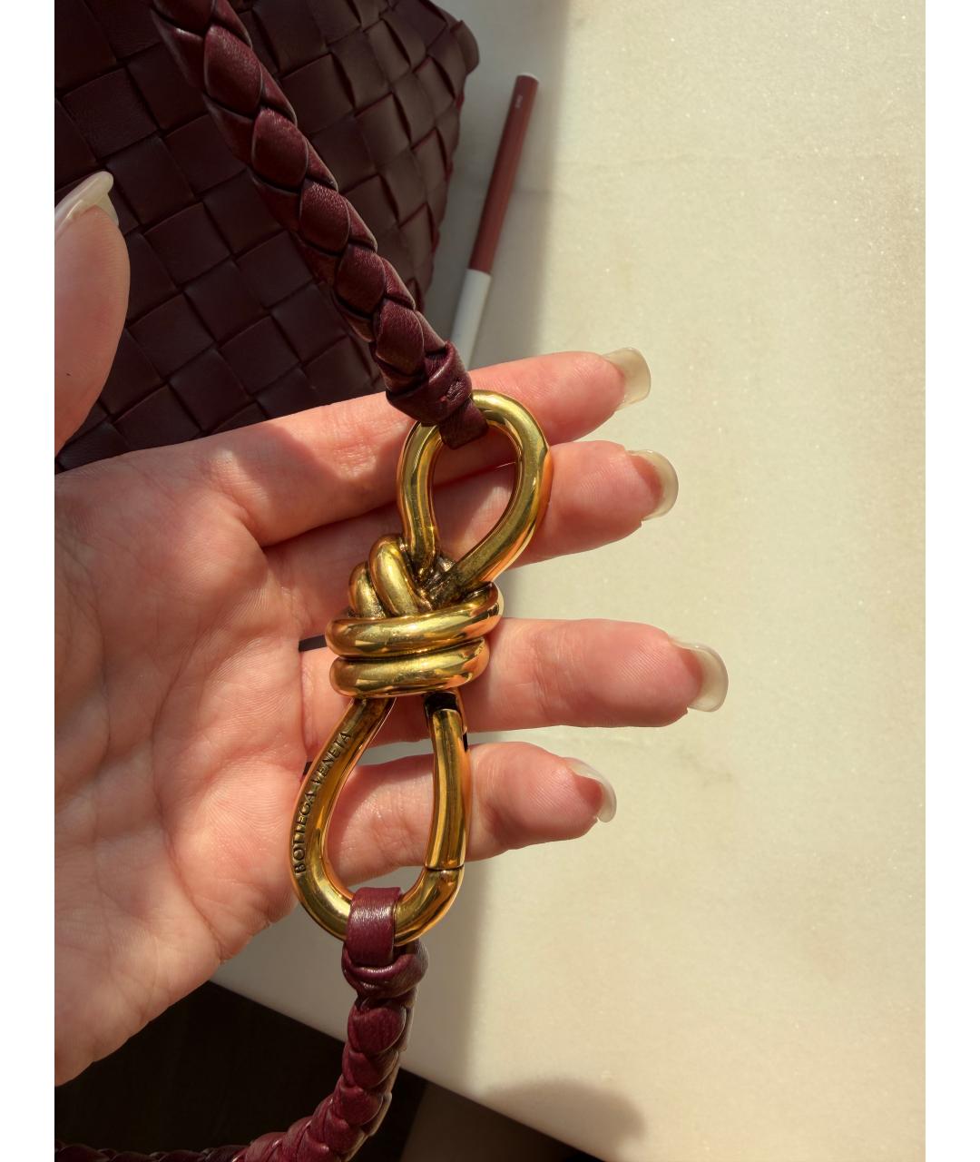 BOTTEGA VENETA Бордовая кожаная поясная сумка, фото 9