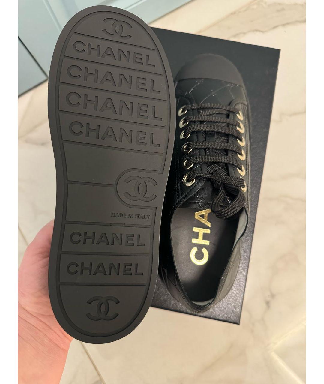 CHANEL Черные кожаные кеды, фото 4