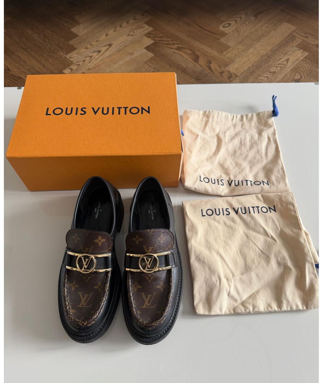 LOUIS VUITTON Коричневые кожаные лоферы, фото 6