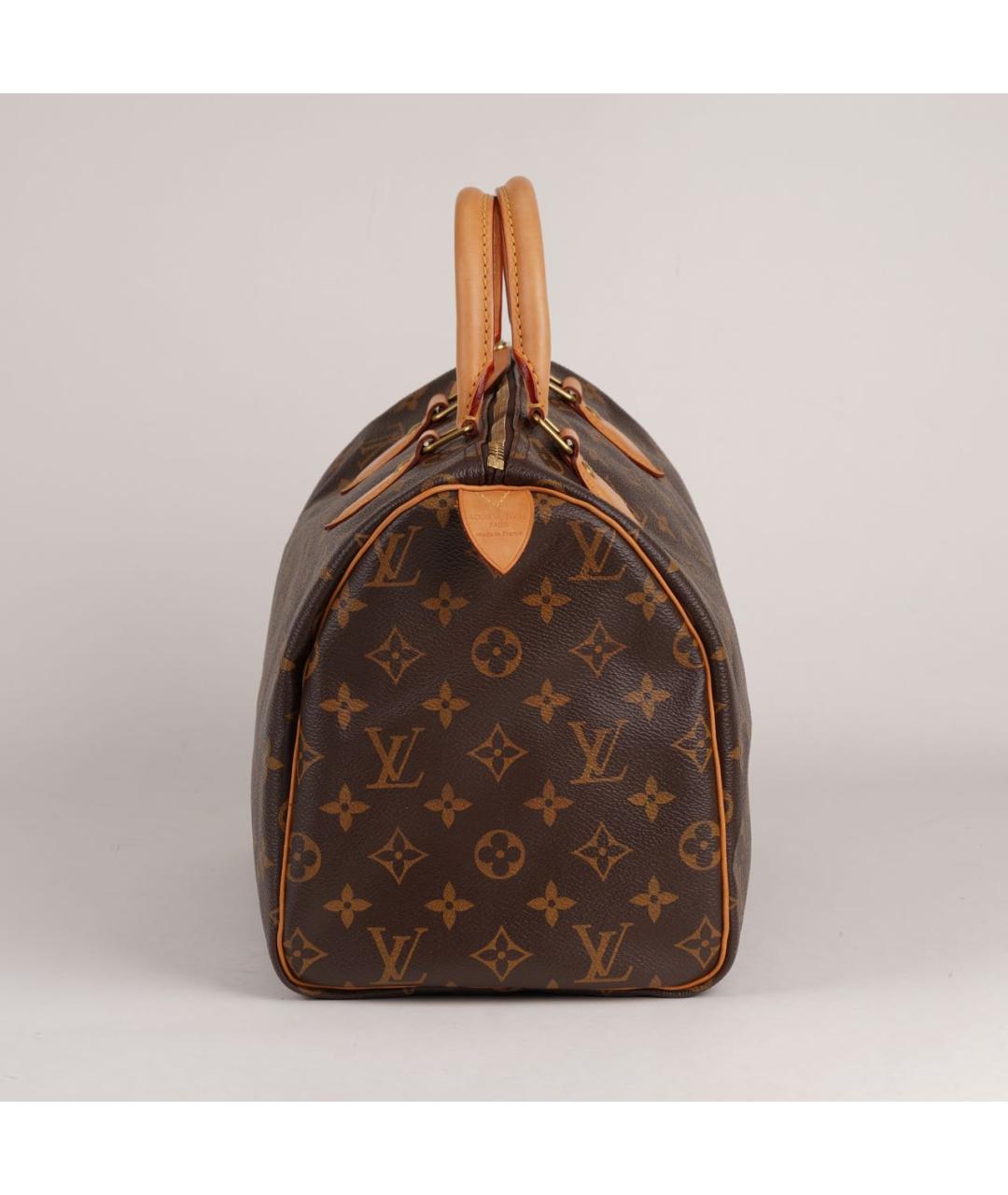 LOUIS VUITTON Коричневая кожаная сумка с короткими ручками, фото 4
