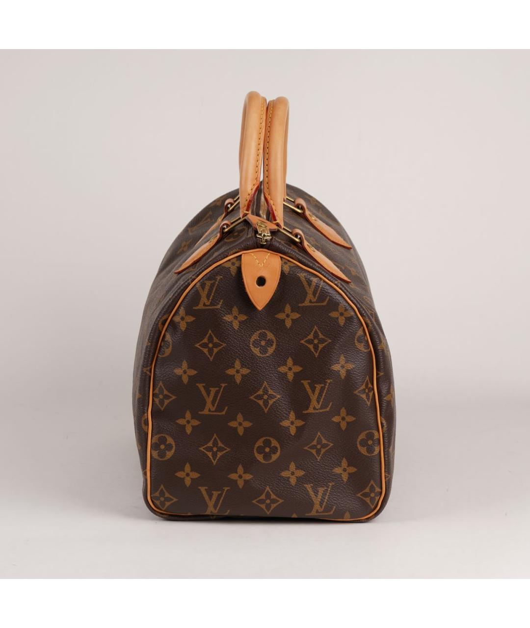 LOUIS VUITTON Коричневая кожаная сумка с короткими ручками, фото 3