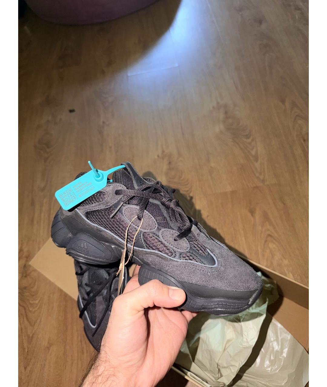 ADIDAS YEEZY Черные замшевые низкие кроссовки / кеды, фото 3