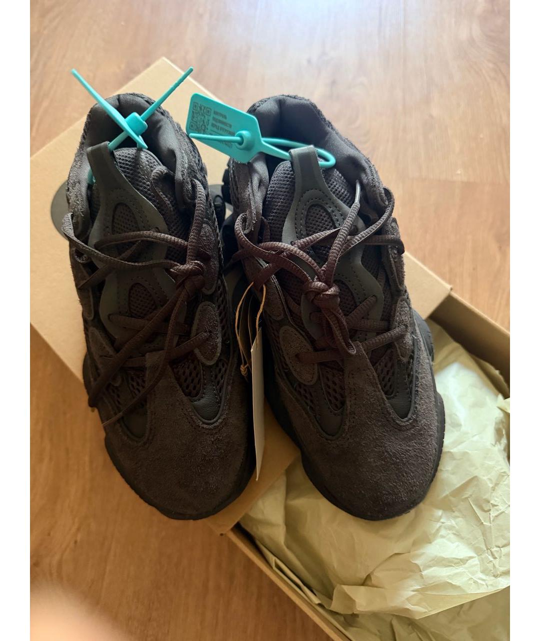 ADIDAS YEEZY Черные замшевые низкие кроссовки / кеды, фото 2