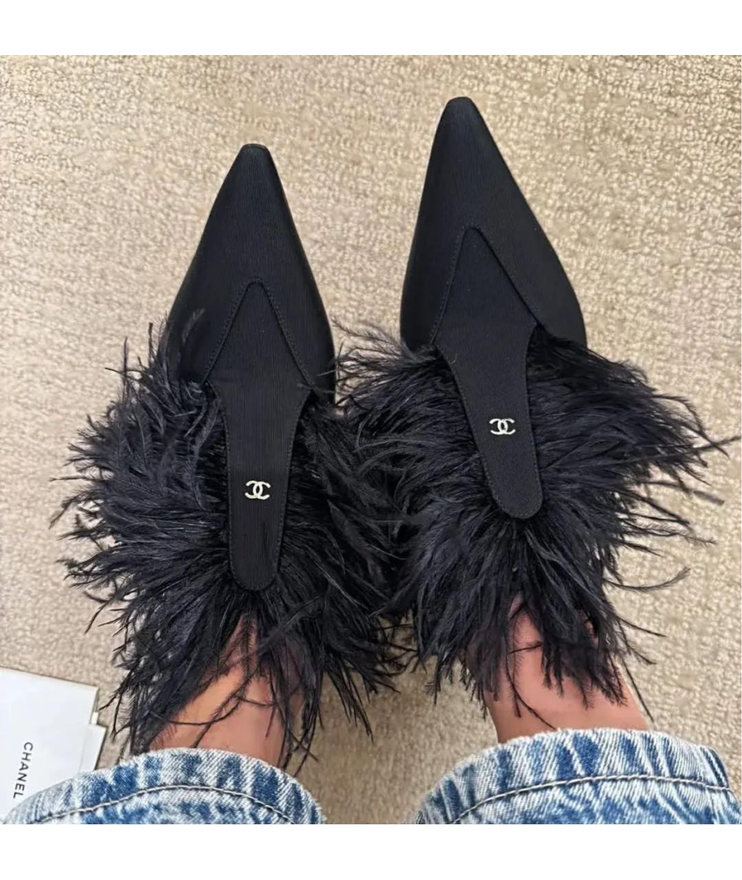 CHANEL Черные текстильные туфли, фото 3