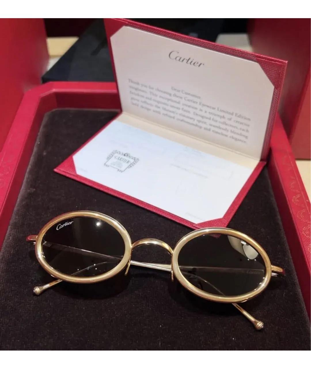 CARTIER Золотые металлические солнцезащитные очки, фото 4