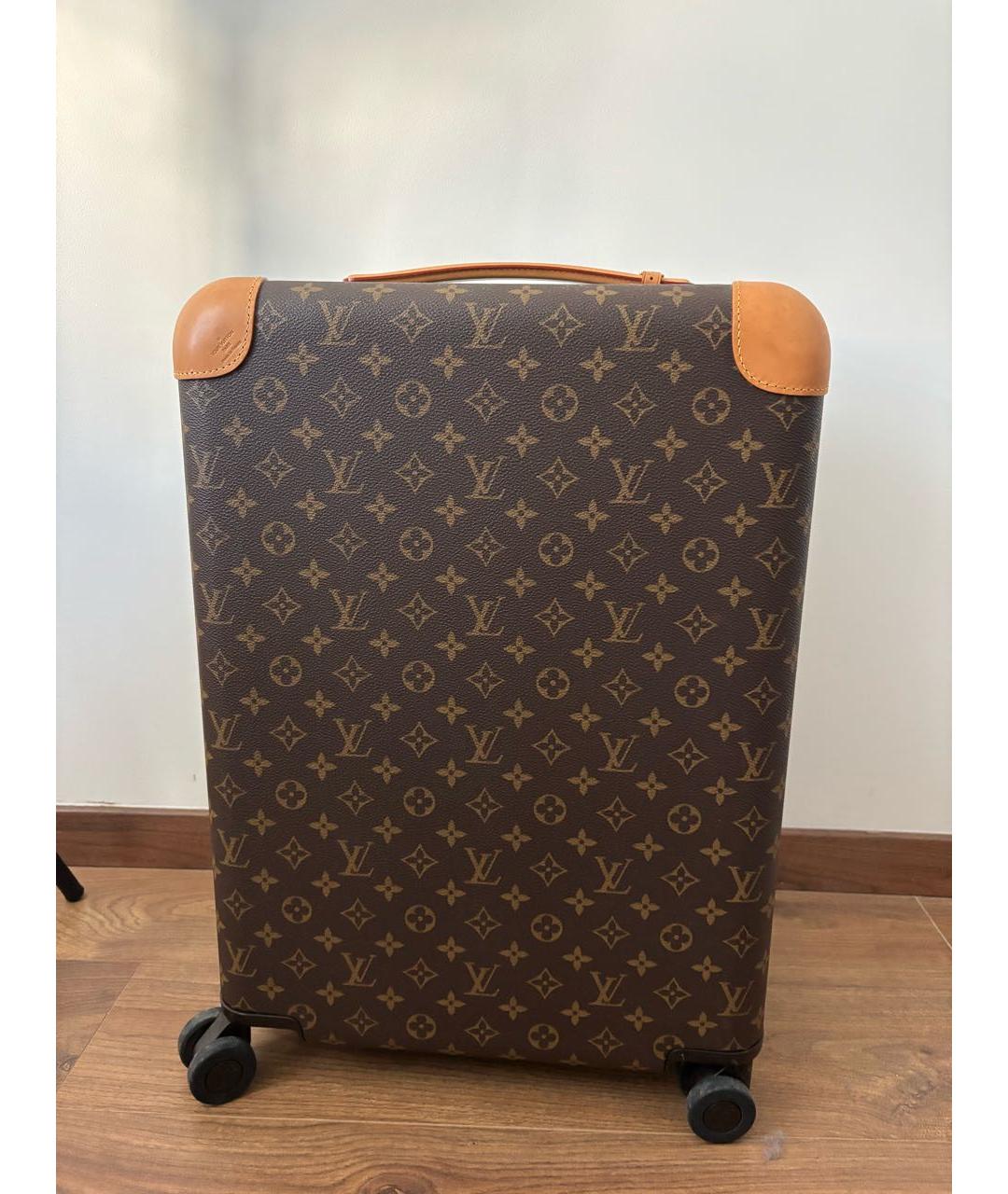 LOUIS VUITTON Коричневый кожаный чемодан, фото 5