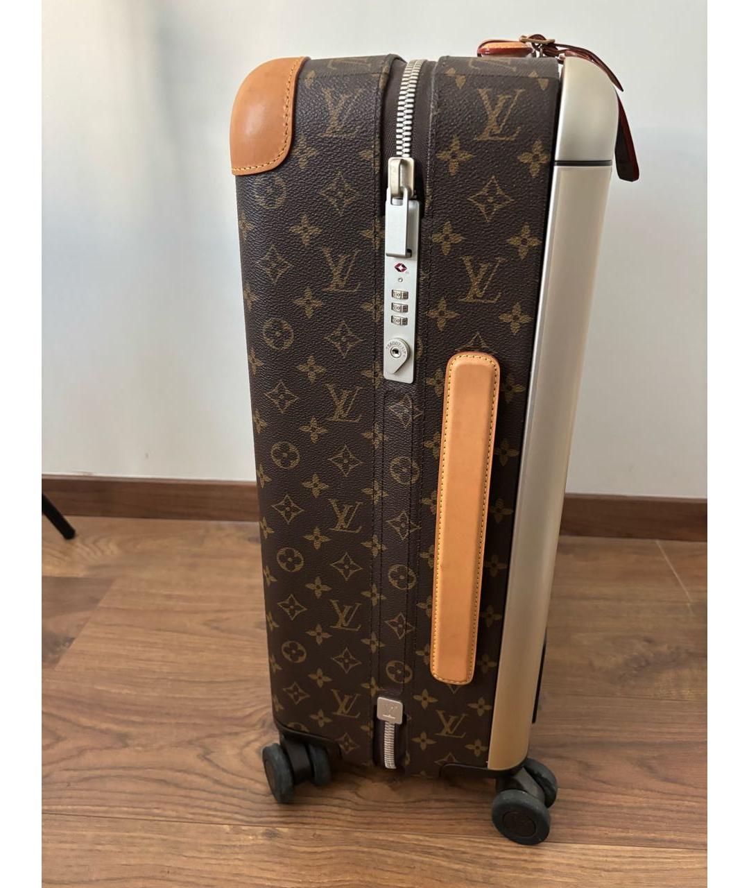 LOUIS VUITTON Коричневый кожаный чемодан, фото 2