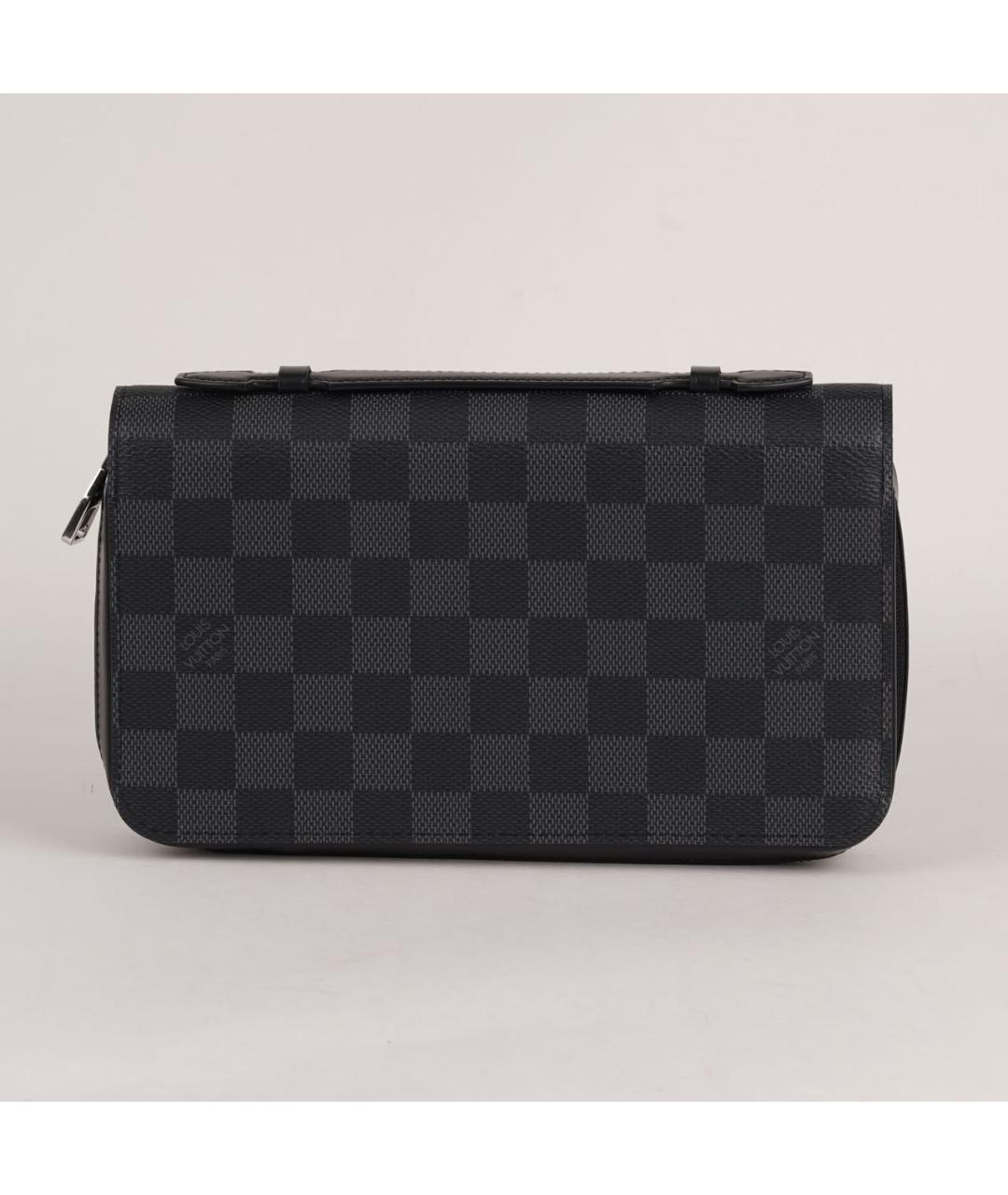 LOUIS VUITTON Черный кожаный кошелек, фото 3