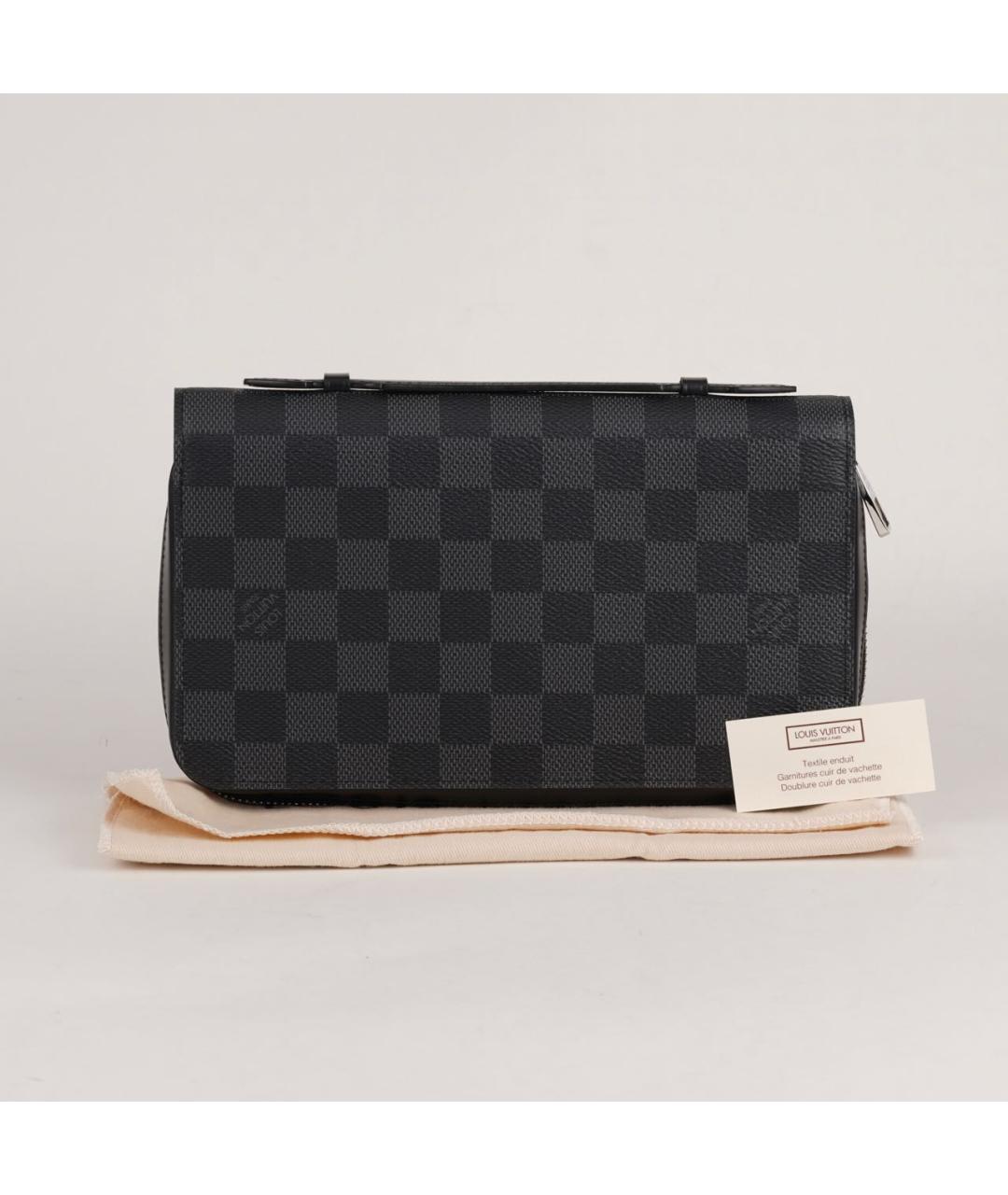 LOUIS VUITTON Черный кожаный кошелек, фото 2