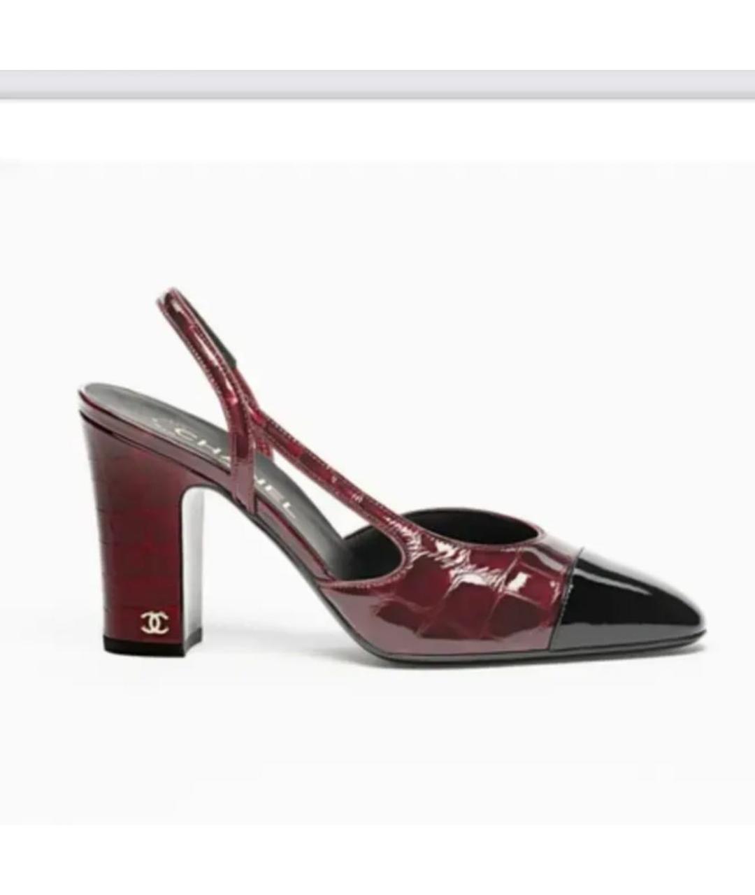 CHANEL Бордовые туфли из лакированной кожи, фото 4