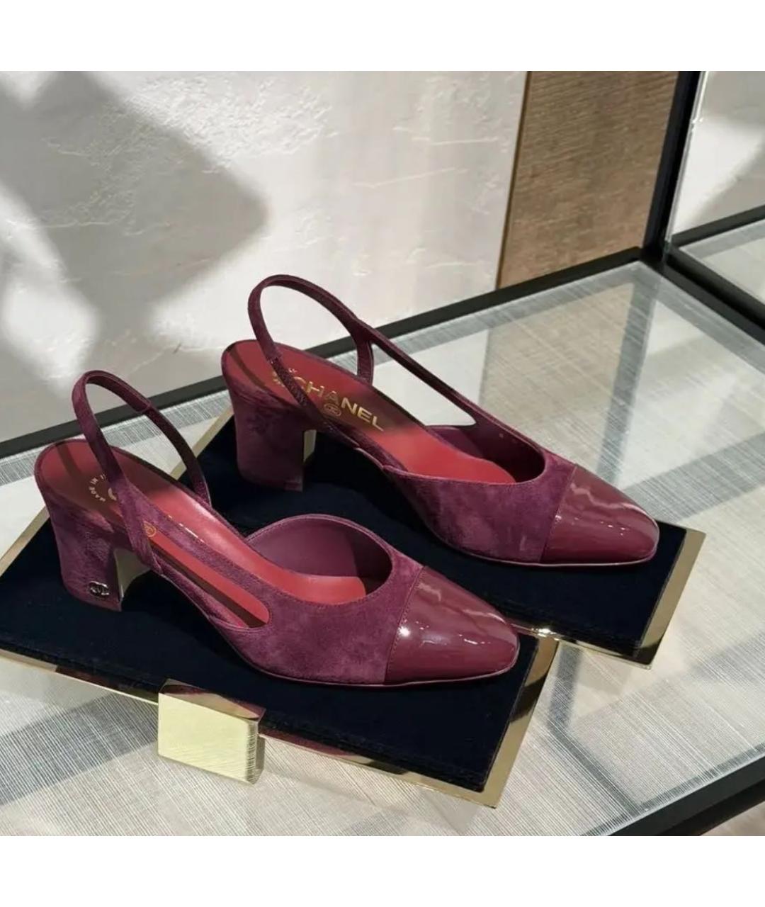 CHANEL Бордовые замшевые туфли, фото 3