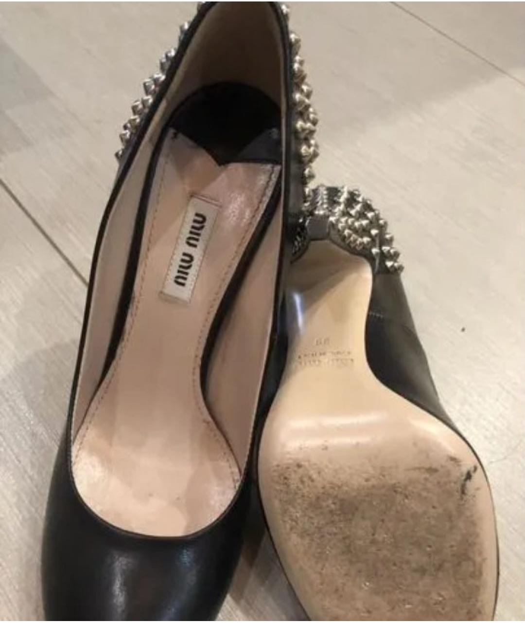 MIU MIU Черные кожаные туфли, фото 3