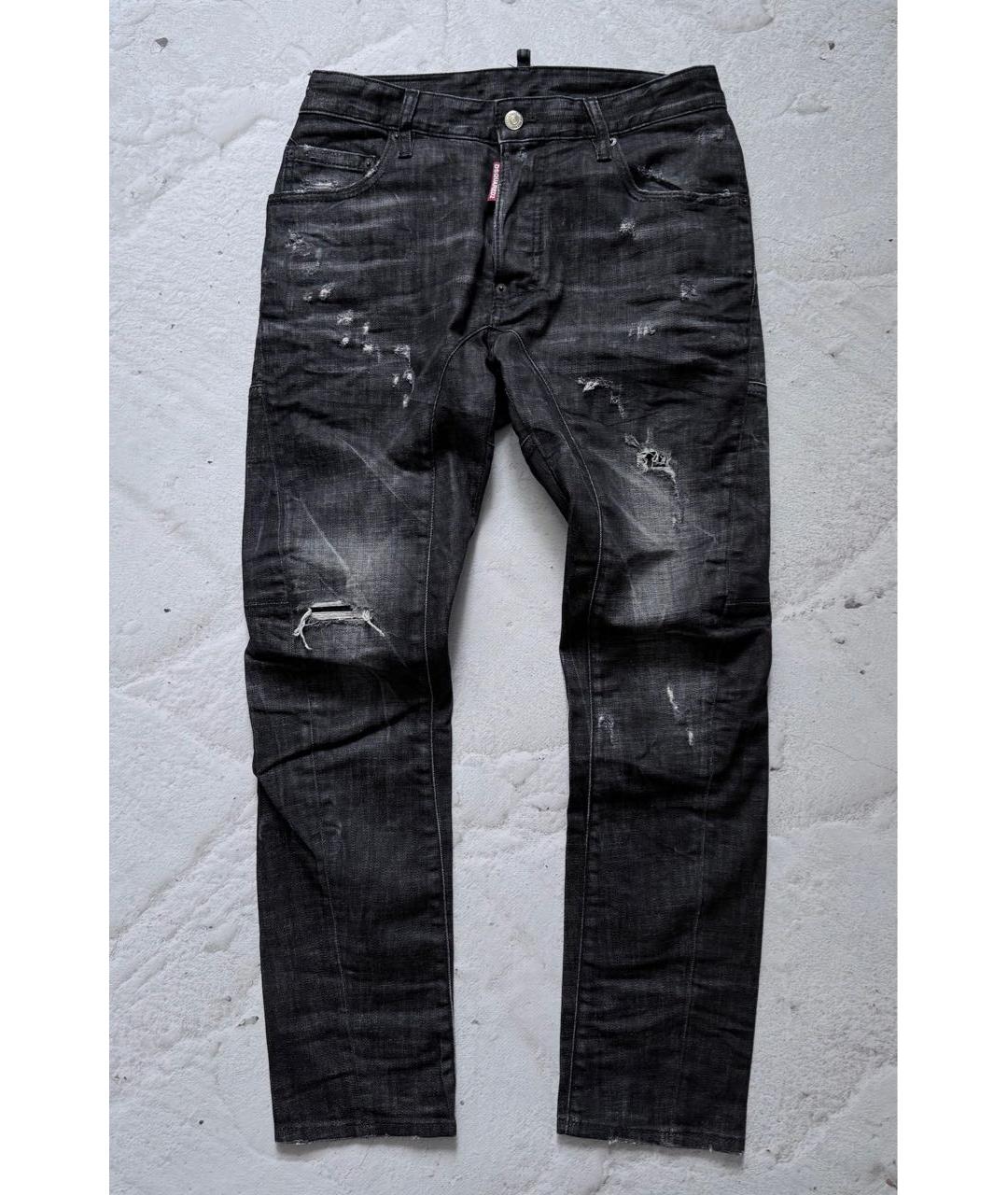 DSQUARED2 Черные хлопко-эластановые джинсы скинни, фото 7