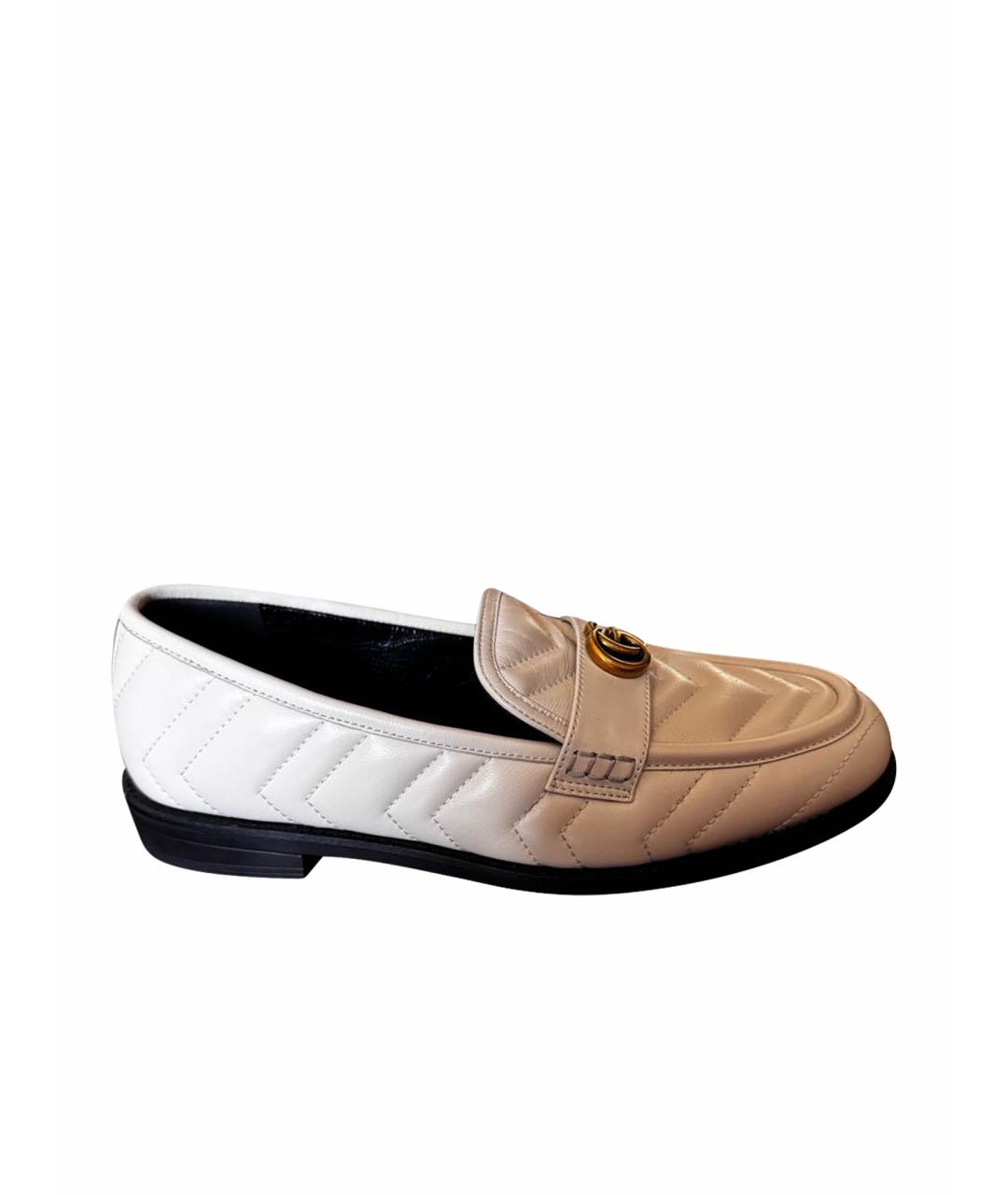GUCCI Белые кожаные лоферы, фото 1