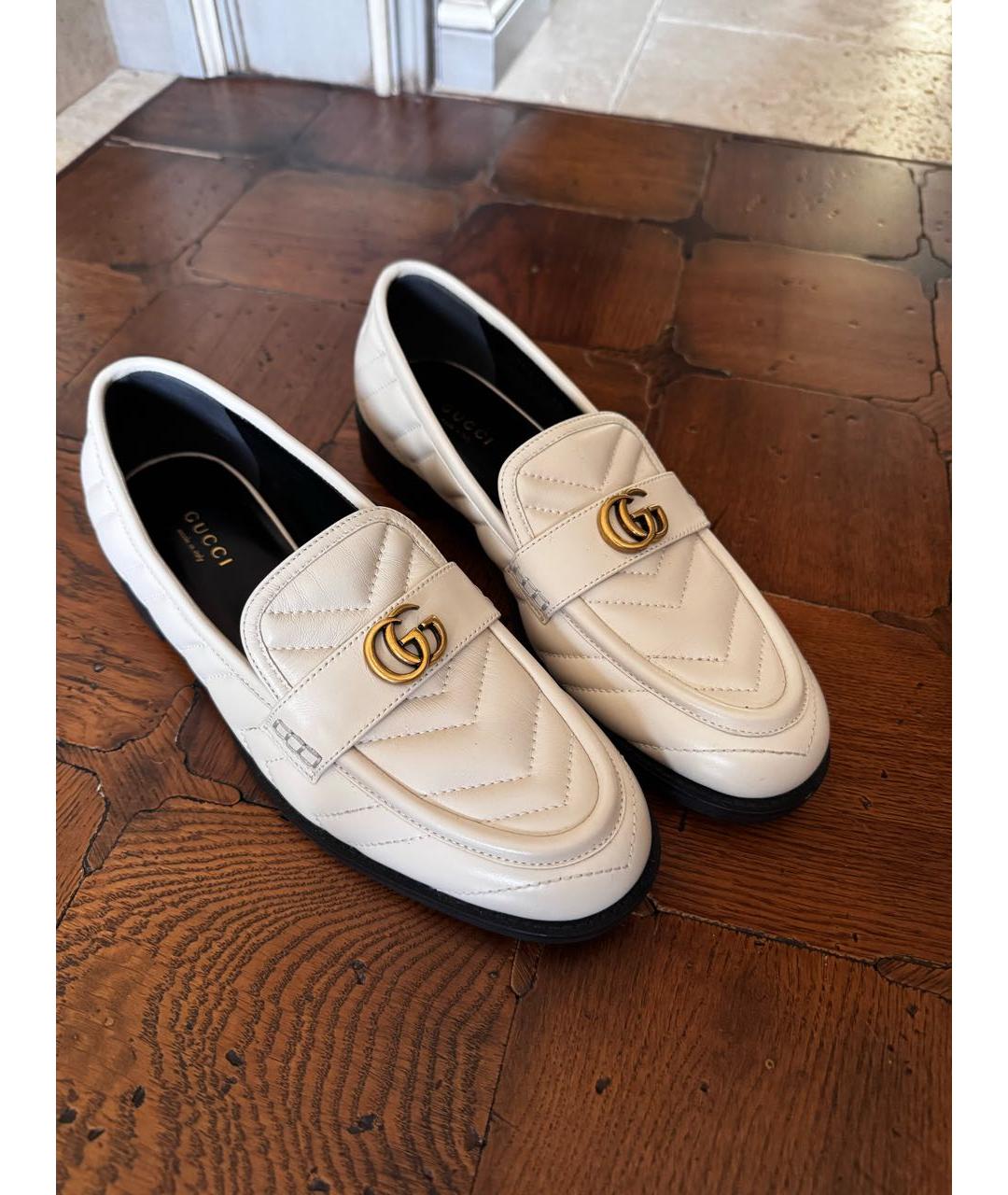 GUCCI Белые кожаные лоферы, фото 6