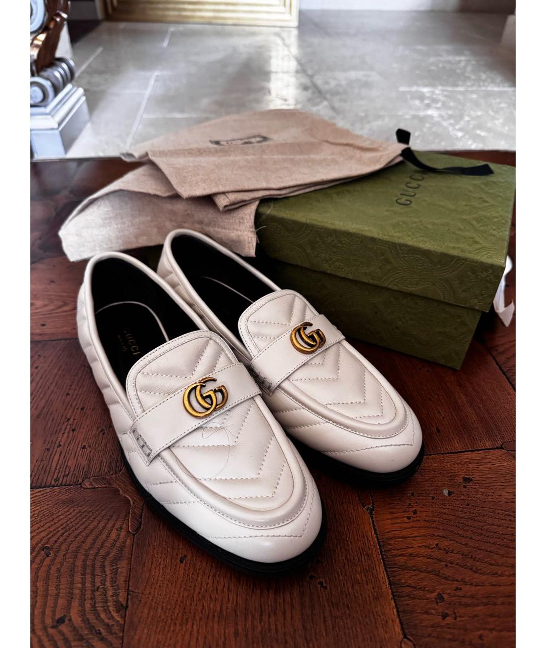 GUCCI Белые кожаные лоферы, фото 2