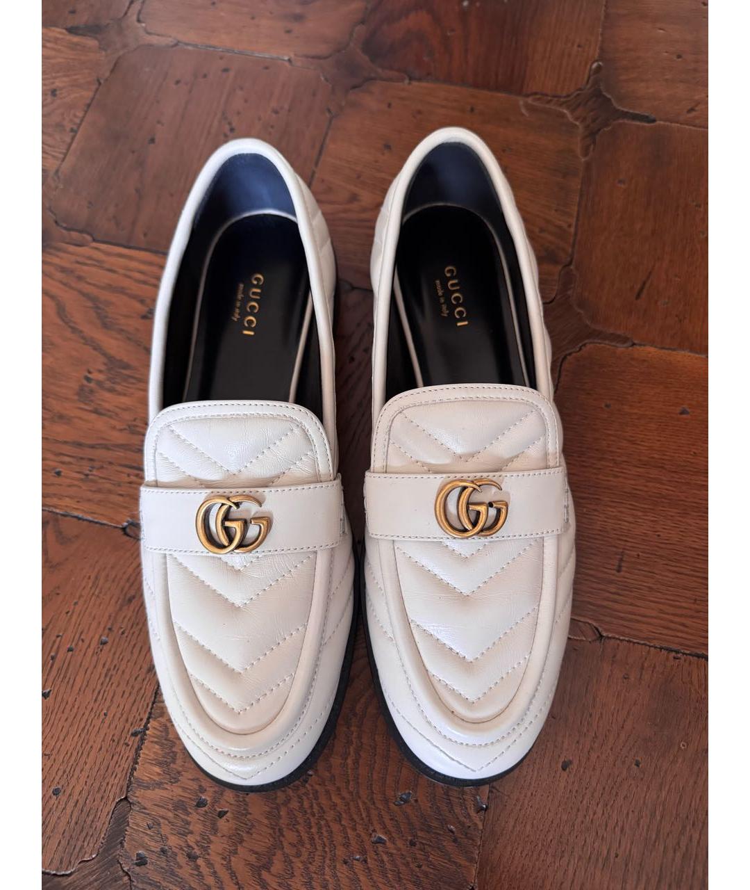 GUCCI Белые кожаные лоферы, фото 7
