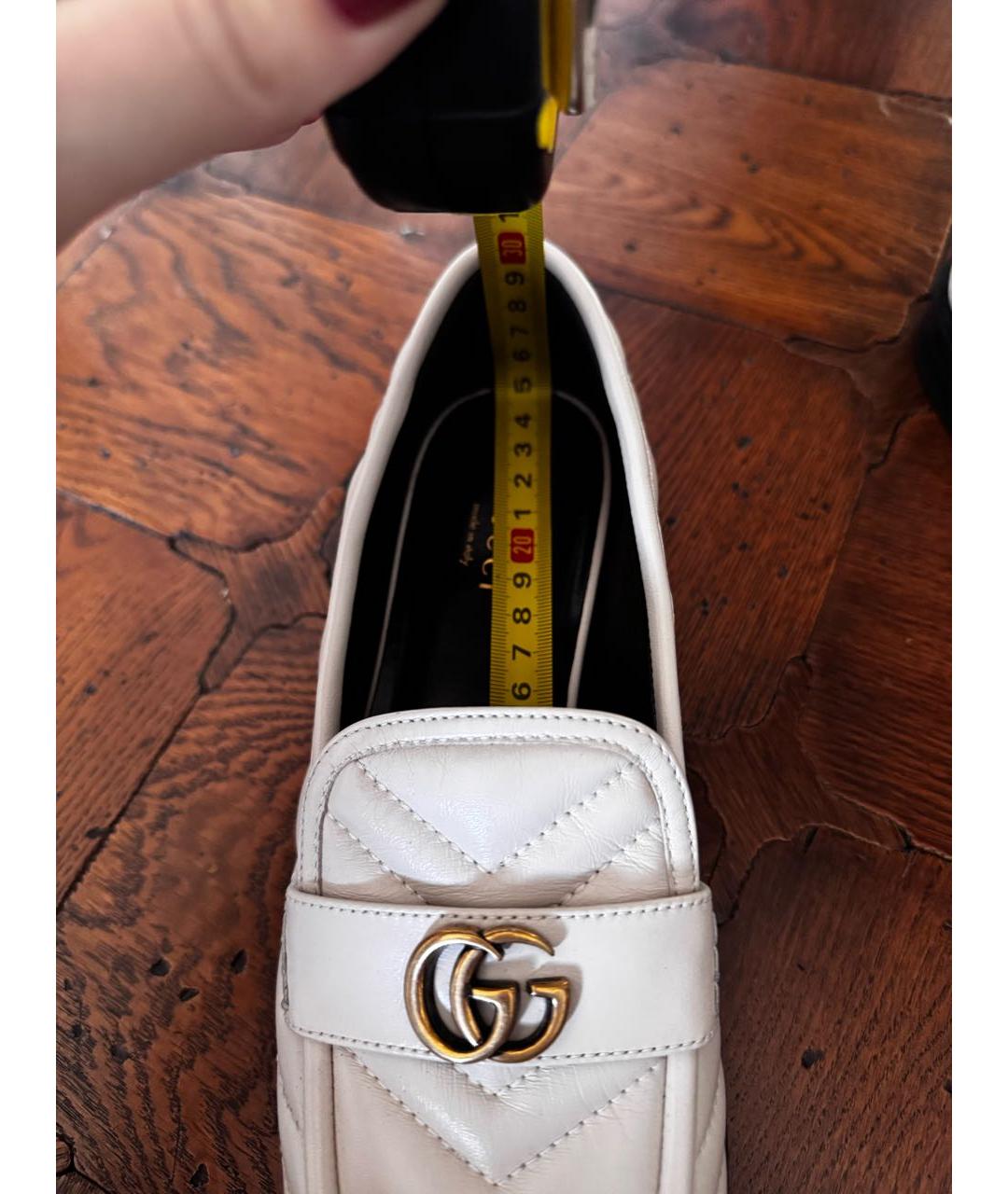 GUCCI Белые кожаные лоферы, фото 3