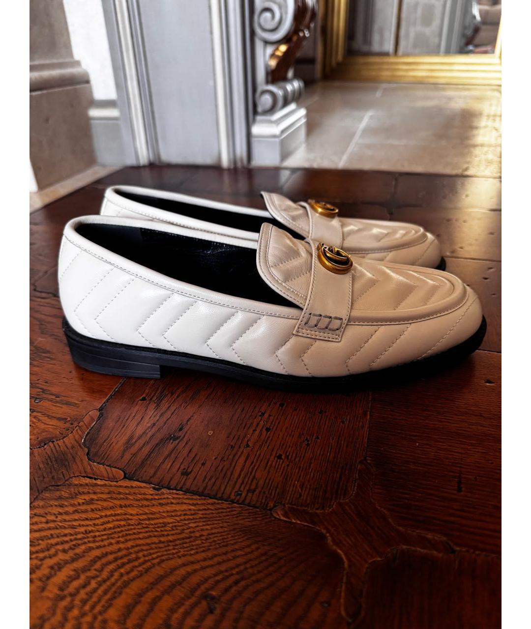 GUCCI Белые кожаные лоферы, фото 9