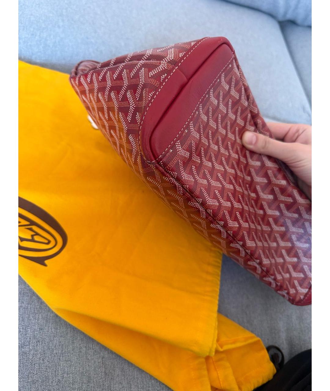GOYARD Красная кожаная сумка тоут, фото 3