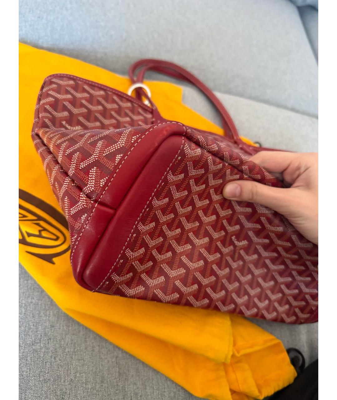 GOYARD Красная кожаная сумка тоут, фото 4
