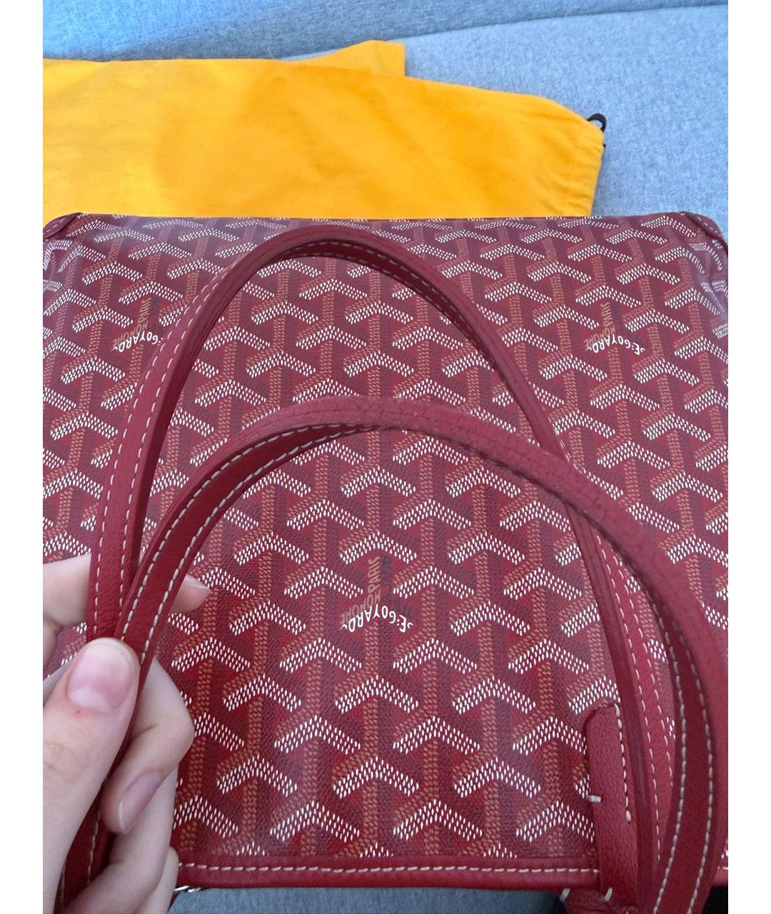 GOYARD Красная кожаная сумка тоут, фото 2
